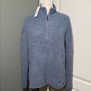 Natural Reflections Sherpa Cabin Quarter Zip Flint Stone Blue Size Medium NWT